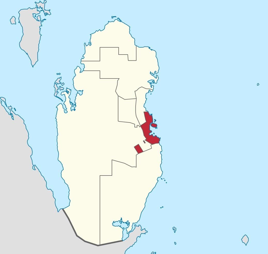 Mapa dohako qatar kokapena munduarekin