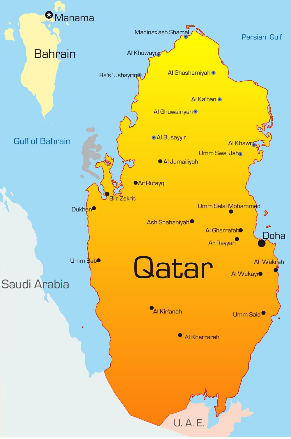 Mapa hiriburua qatar 