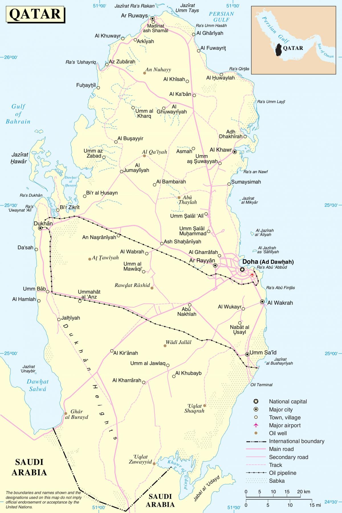 qatar errepidearen ibilbidea mapa