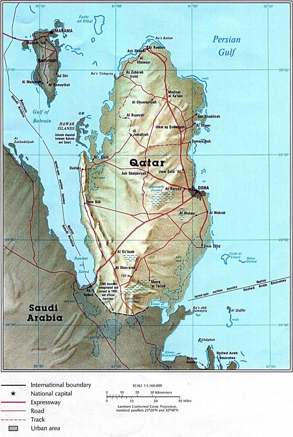 Mapa fisiko qatar