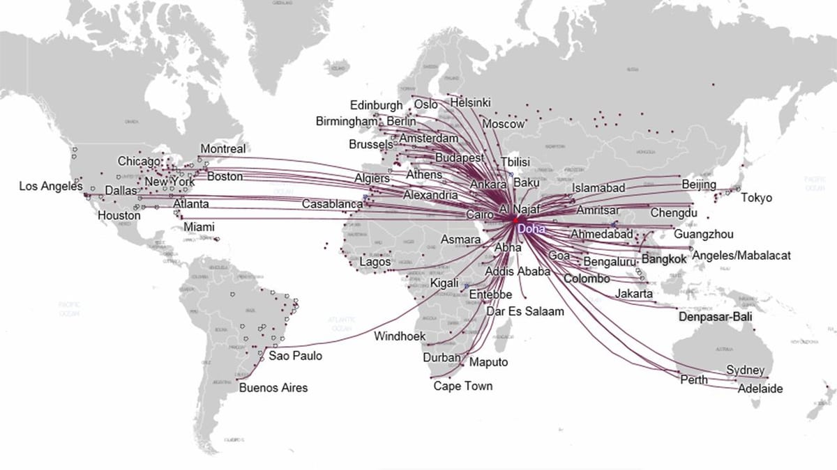 qatar airways ibilbidea mapa europan