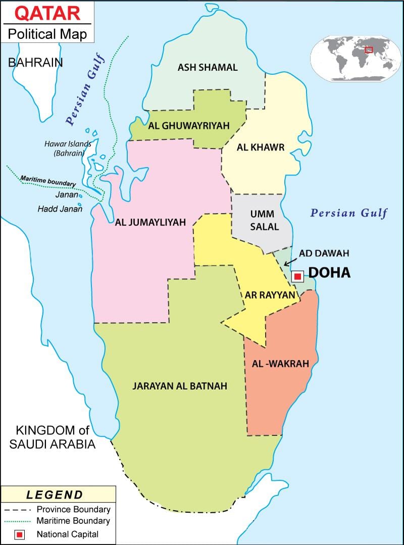mapa qatar eskualdean
