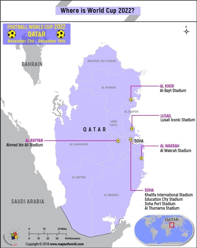 Mapa qatar munduko kopa estadio 